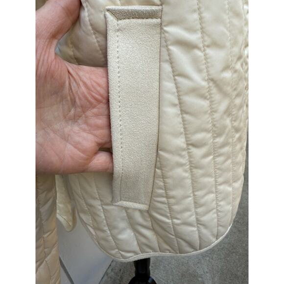Banana Republic Women's Ivory Quilted Jacket With Faux Sued Collar & Trim Sz XL - Picture 3 of 13